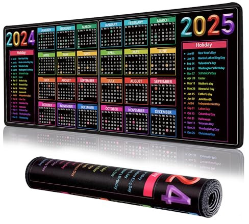 MEWOOCUE Gaming-Laptop-Mauspad, Meereswelle, große Mäuse, PC-Tastatur, wasserdicht und rutschfest, 80 x 30,2 cm, 0,3 cm dick, XL, XXL, Gummi-Tischmatte, 2024 Kalender, US-Mauspad, Schwarz