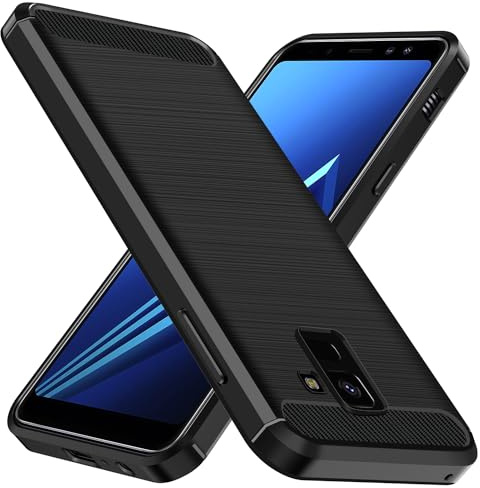 ivoler Silikon Hülle für Samsung Galaxy A8 2018, [Militärischer Schutz] Stoßfest Handyhülle, Dünne Weiche Flexible TPU Kratzfest Schutzhülle Anti-Fingerabdruck Case Cover, Schwarz