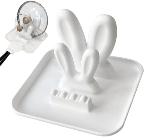 Kaxenig Silicone Spoon Rest and Pot Lid Holder Stand, Ears Shaped Lid Holder, Chopping Board Organizer