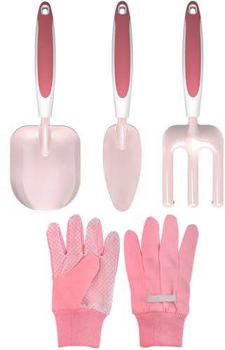 Wedhapy Kids Gardening Set, Kindergartenwerkzeuge 4PCS Kleinkind Gartenset umfassen Handschuhe, Schaufel, Rechen, Kindergartenwerkzeuge, kleines Spielzeuggartenset für Jungen und Mädchen Geschenk