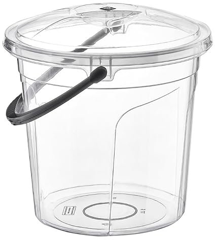 Best House Bucket with Lid - 15 Litres, Plastic Storage Container, Multipurpose Clear Storage Bin/Bucket With Lid and Handle (Pack of 2)