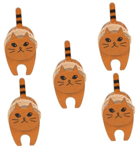 STOBOK 5sätze Katzenform Garnhalter Aus Kreativer Fadenhalter Für Handarbeiten Für Nähzubehör Und Kabelorganisation Natürliche Holzfarbe