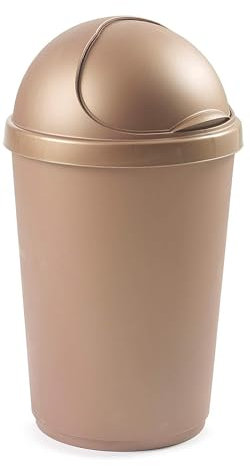 VR7 25L GOLD Kitchen Bullet Bin, Rubbish Bin with Large Opening Flap, Plastic Bin, Ideal Dustbin for Home, Bedroom, and Office Use, Plastic Kitchen Bin, Waste paper Bin, Indoor Trash Basket