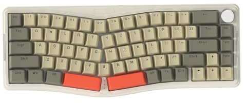 AJAZZ AKS068PRO 65% kabellose Gaming-Tastatur mit Spiralkabel,68 Tasten Alice-Layout BT5.0/2,4G/Wired mechanische Tastatur,RGB-Hot-Swap-fähig,VIA programmierbar mit Knopf,Dichtungsmontage-Grau