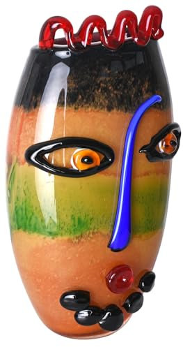 Gesicht Vase Glaskunst Murano Vase Glasvase Kussmund Kubismus Dekovase 34cm lup158 Palazzo Exklusiv