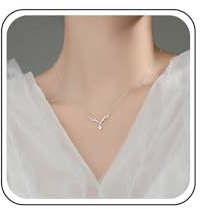 Xduargs Boho Kristall Geweih Halskette Choker Vintage Strass Geweih Choker Halskette Funkelnde Cz Hirschgeweih Anhänger Halskette Minimalistische Niedlichen Geweih Halskette Kette (Silber)