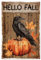 GLOBLELAND Vintage Herbst Metall Blechschild 8×12 Zoll Retro Kürbis Krähe Blechschild Türschild Blechmalerei Kunsttafel Poster Wanddekoration Für Zuhause Wohnzimmer Garten Dekoration