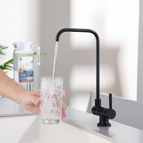Vorfenster Wasserhahn Küche Kaltwasser für Trinkwasserfilter 360° Drehbarer Wasserfilter Wasserhahn,Schwarz