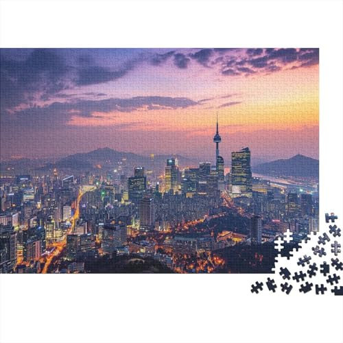 lihuogongsio Korea Puzzle 1000 Teile Puzzle Teilige Seoul Stadt Spielepuzzles Für Die Ganze Familie Brain Challenge Raumdekoration Lernspiel Spielzeug Geschenk Mehrfarbig 1000pcs (75x50cm)