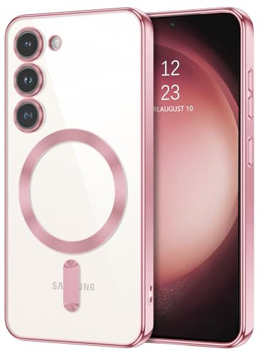 DUEDUE Cover Magnetica per Samsung Galaxy S23 6.1[Compatibile con MagSafe], Custodia per Samsung S23 Case Ultra-Sottile TPU Silicone Anti-Scivolo, Ricarica Wirelesse, Rosa