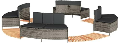 vidaXL Whirlpool-Umrandung Grau Poly Rattan und Massivholz Akazie