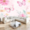 Rosa Fototapete Schmetterlinge und Frühlingsblumen Vlies Fototapete 350x256cm Wandtapete für Wohnzimmer Schlafzimmer Büro Flur Tapete Kinderzimmer Jungen Mädchen Wandtapete