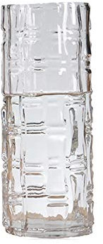 PUFAHAU Vase en Verre épais pour Jardinage d'intérieur, Grand Vase hydroponique cylindrique Droit à Motif Bambou, Vase Transparent sur Pied(15 * 40CM)