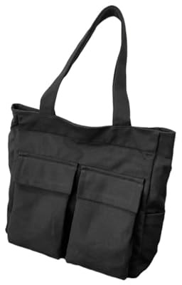 AYWTIUN Canvas Tote Bag Women Tote Bag Casual Canvas Square Shoulder Bags Handbags Solid Color Large Capacity Shopping Bag(Black)