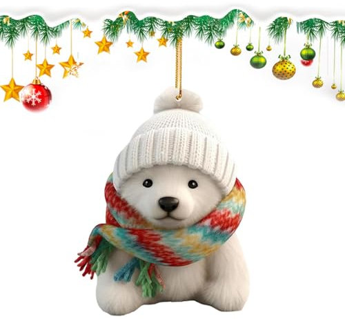6 decorazioni natalizie per albero di Natale, ornamenti per albero di Natale, orso polare, ornamenti per albero di Natale, orso polare