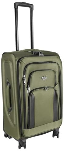 H4L Reisekoffer Reisetrolley Stoffkoffer Koffer grün Weichgepäck Größe M