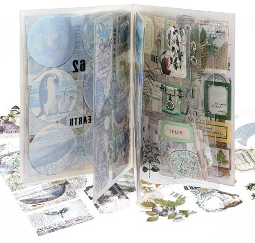 Yuanchu 157 Stück Scrapbooking Aufkleber, Schmetterling Pflanzen Verschiedene Muster Sticker Selbstklebend Wasserdicht Sticker Set für DIY Journaling Kalender Notizbuch Fotoalbum(Grün)