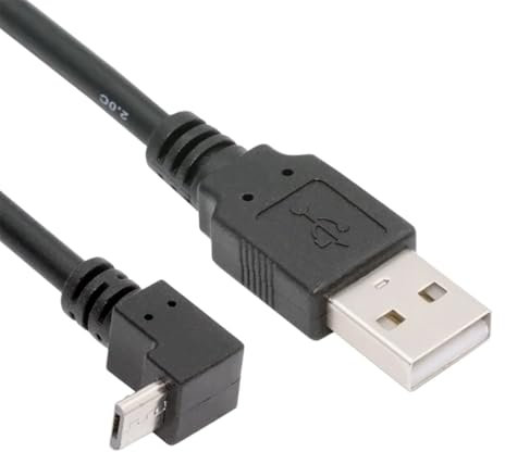 cablecc Câble d'alimentation et de données USB 2.0 Type-A vers 5 V Micro USB 5 broches coudé vers le haut pour téléphone, tablette, appareil photo 150 cm