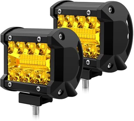 WinPower Arbeitsscheinwerfer 12W Lichtbalken Nebelscheinwerfer Offroad Spot Flutlicht Gelb Wasserdicht für Auto Traktor Anhänger Lkw Lieferwagen usw., 2 Stück