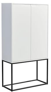 Barschrank >Bar 3< Weißer Barschrank mit Spiegelrückwand, 10 Weinregalfächern, Glashalter, 2 Schubladen mit Unterflurauszug, Kufenfüße schwarz, 2 Türen, 79x156x38 cm, matt foliert, modern zerlegt