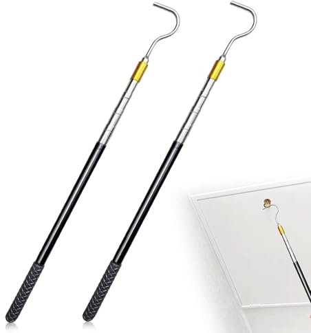HUSOUE 2 Stück Teleskopstange mit Haken, Edelstahl Sonnensegel Stange Bootshaken mit Gummigriff Mehrzweck Teleskopstab für Sonnensegel Keder Bootshaken Markisenöffner Reptilienfänger