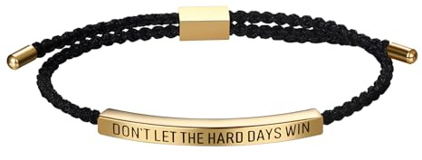 OIDEA Unisex Armband geflochten mit Gravur: Mit Gravur Don't let The Hard Days Win Remember who The Fuck You Are Motivationsschmuck verstellbar Handgelenk Geschenk für Damen Herren Gold Silber
