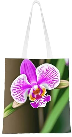 ABYchdd Tragetasche aus Polyester-Leinen, mit Orchideen-Druck, würdige Einkaufstasche, ideal als Geschenk und tägliche Besorgungen