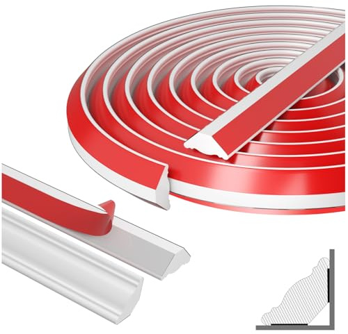 Flexibel Deckenleisten Selbstklebend Dreieck Zierleiste - für Wand, Fliesen und Schrankkanten - Einfach Anzubringen (5M,27mm,Weiß)