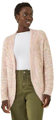 Roman Originals Speckled Popcorn Knit Cardigan for Women UK - Ladies Everyday Autumn Winter Comfy Soft Evening Vacation Work Party Night Out