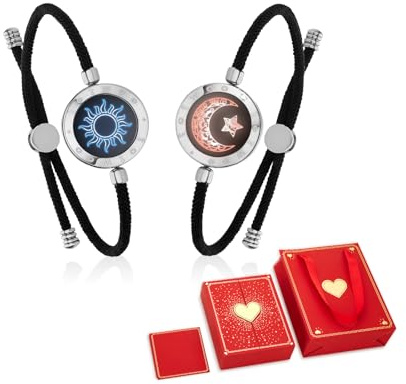 TOTWOO Intelligente Partnerarmbänder für Fernbeziehungen mit App-gesteuerter 1:1-Bluetooth-Kopplung – Valentinstagsgeschenk mit Leuchten und Vibration bei Berührung, gefertigt aus 316L-Edelstahl