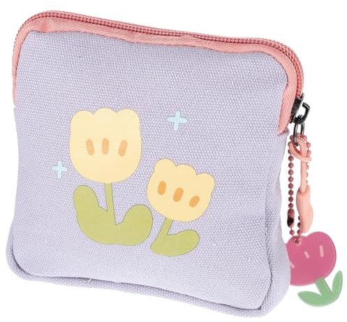 Mipcase Stilltasche für Damenbinden und Münzen Kleiner Aufbewahrungsbeutel aus Stoff mit Reißverschluss Handlich und Vielseitig für Unterwegs Flieder Blumenmuster