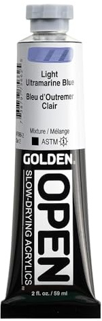 GOLDEN OPEN Slow-Drying Acrylics, Light Ultramarine Blue, 2 fl. oz. Tube