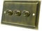AET VAB3GDIMLED Victorian Antique Brass 250W-10 Amp Triple 3-Gang 2 Way 250W LED Light Dimmer Switch, 250 W, 240 V