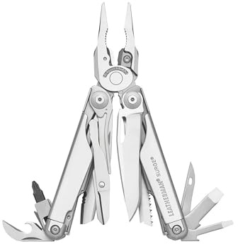 LEATHERMAN - 7247965, Surge Heavy Duty Multitool con tronchesi sostituibili di alta qualità e forbici a molla, in acciaio inox con guaina in nylon di alta qualità