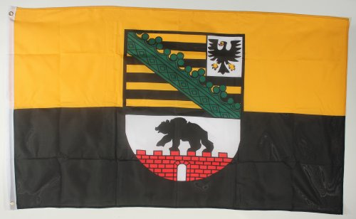 Buddel-Bini Versand Flagge Fahne Sachsen Anhalt 90x60 cm wetterfest und lichtecht für innen und aussen