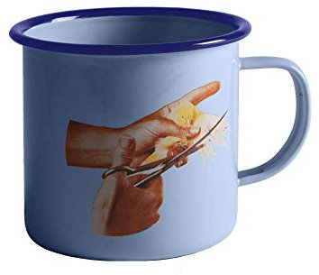 Seletti Tazza In Metallo Smaltato, Toiletpaper, Ø Cm.10 H.9 - Uccellino