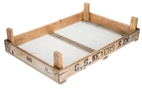 NaDeco Blumenzwiebel-Holzkiste 70 x 50 x 15 cm mit Gitterboden | Gebrauchte Vintage-Kiste aus einem niederländischen Betrieb, mit Patina und luftdurchlässigem Drahtboden, stapelbar