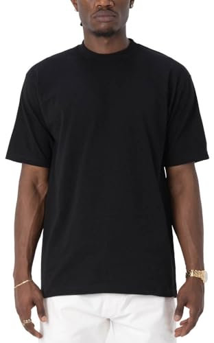Pro Club Herren-T-Shirt aus schwerer Baumwolle, Kurzarm, Rundhalsausschnitt, Schwarz, 4X-Large Hoch