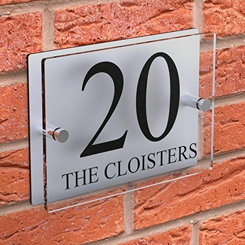 Displaypro Clear Acrylic House Plaque With Fixings Multiple Shapes and Fonts Available