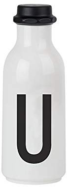 Design Letters Persönliche Trinkflasche Weiß (U) | BPA-Frei | 500 ml | Tritan Wasserflasche im Nordisches Design | Auslaufsicher | Spülmaschinengeeignet | erhältlich von A-Z