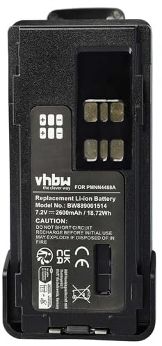 vhbw Batterie Compatible avec Motorola DP2400, DP2600, DP2000, DP4400E Radio Talkie-walkie (2600mAh, 7,4V, Li-ION) - avec Clip de Ceinture