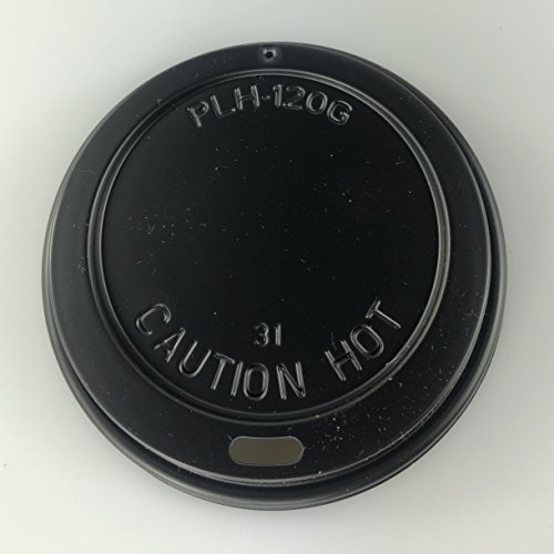 12oz /16oz (90mm) SIP THROUGH PET Plastic Coffee Cup Lids for Paper Coffee Cups - BLACK or WHITE available! (BLACK, 100)
