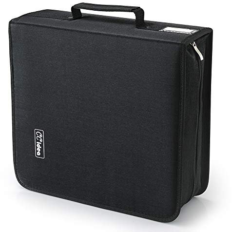 CCidea CD or DVD Case Holder Portable Wallet Disc Storage Binder for Car, Travel Carrying Protector Organizer (264 Black)