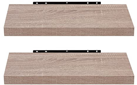 EUGAD Étagère Murale Lot de 2 étagères tablettes Style Moderne en Bois,60x22,9x3,8cm Chêne Jaune 0116QJ-2