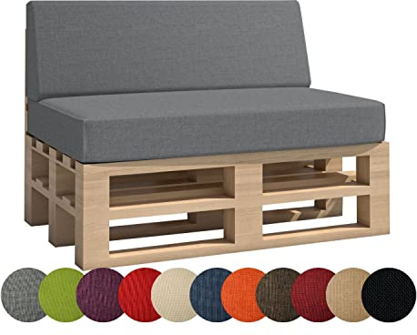 chilly pilley Palettenkissen Gartenkissen Palettenauflage Palettenpolster Indoor Outdoor Waschbar Abnehmbar Sitzkissen Rückenkissen (2er Set, Silber)