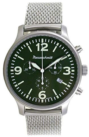 Messerschmitt Herren-Fliegeruhr Chronograph mit Milanaise-Armband ME-3H204M