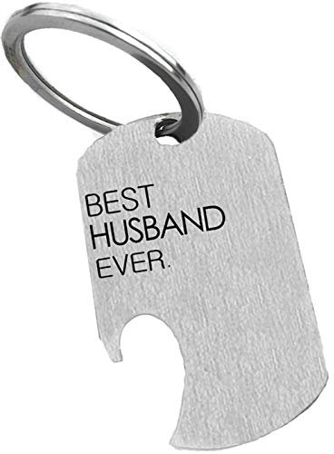 AMDXD Key Ring, Stainless Steel Bottle Opener with Engraving Best Papa Dad Husband Grandpa Ever, Silver, Stainless Steel