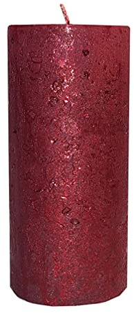 Kerze Deko Stumpenkerze Rustic metallic rot 70 / 150
