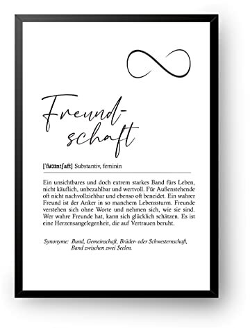 Postertech® Definition FREUNDSCHAFT | Geschenk für Freunde zum Geburtstag oder Abschiedsgeschenk| Wörterbuch Definitionen | (Ohne Rahmen) (DIN A4, Freundschaft)