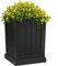 Verel Fioriera quadrata da 50 cm, alta con 32 fori di drenaggio, vasi da fiori per interni ed esterni, per porta d'ingresso, patio e terrazza (nero)